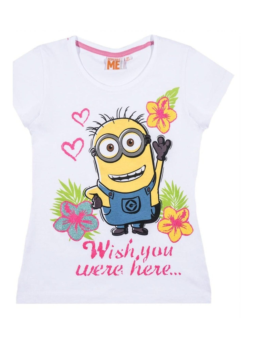 Minions "Wish You Were Here" White T-Shirt — Girls