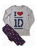One Direction Long Pyjama Set Grey & Navy — Girls