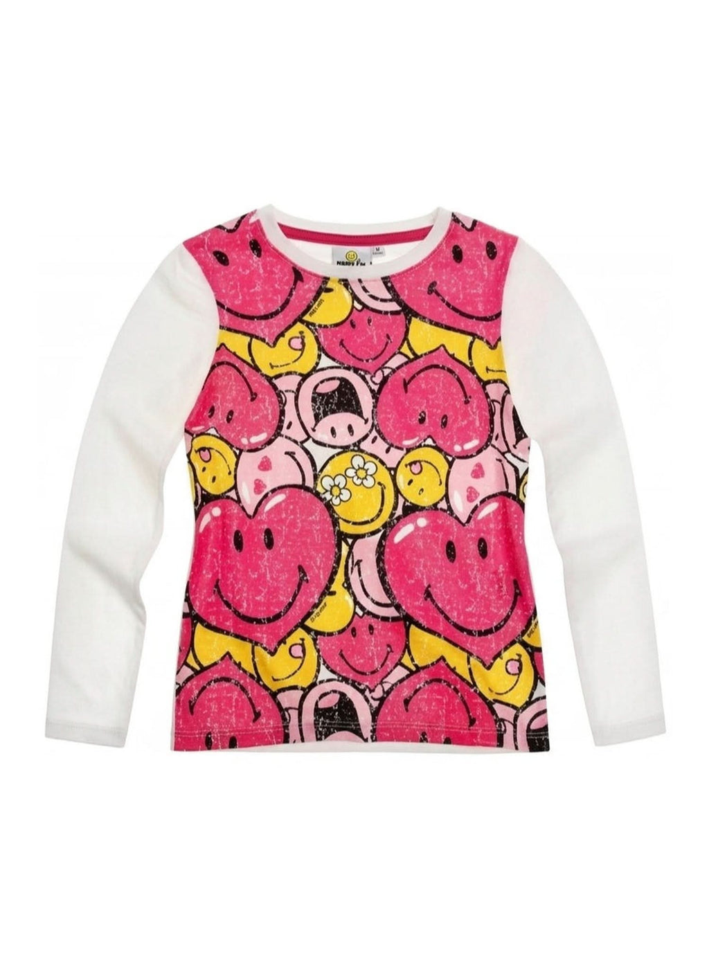 Smiley World All-Over Print Long-Sleeve T-Shirt — Girls