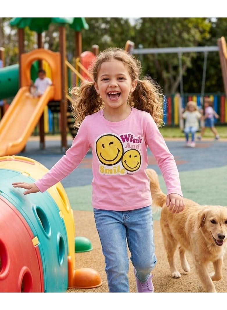 Smiley World Wink Pink Long-Sleeve T-Shirt for Girls - photo 3 - KIDS Tv Egypt