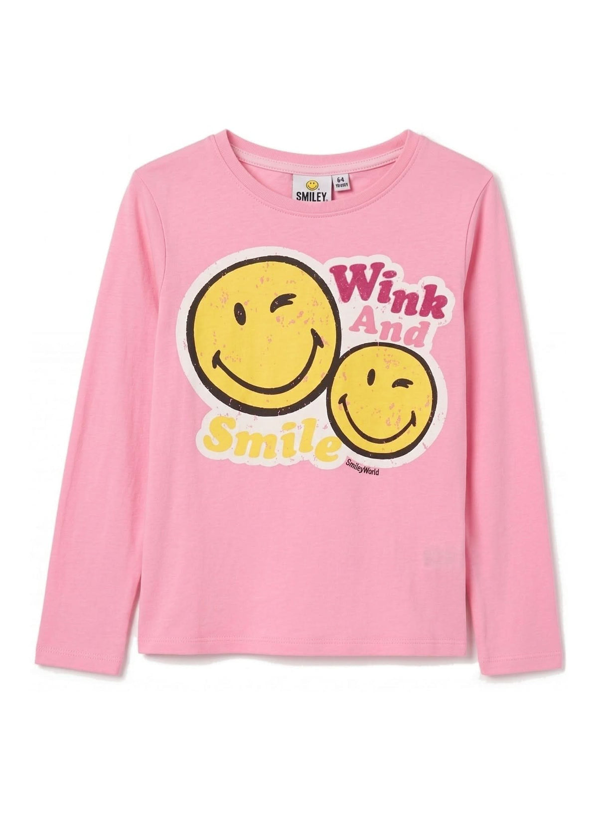 Smiley World "Wink" Pink Long-Sleeve T-Shirt — Girls