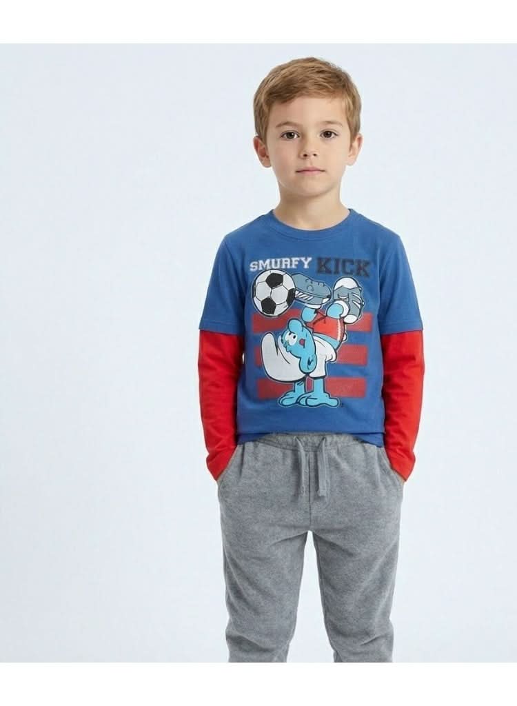 Smurfs Navy & Red Layered Long-Sleeve T-Shirt for Boys - photo 3 - KIDS Tv Egypt