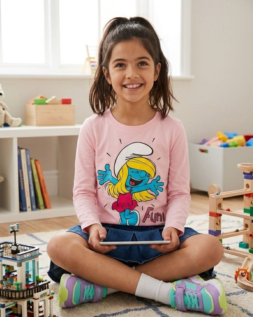 Smurfs Smurfette Fun Pink Long-Sleeve T-Shirt for Girls - photo 2 - KIDS Tv Egypt
