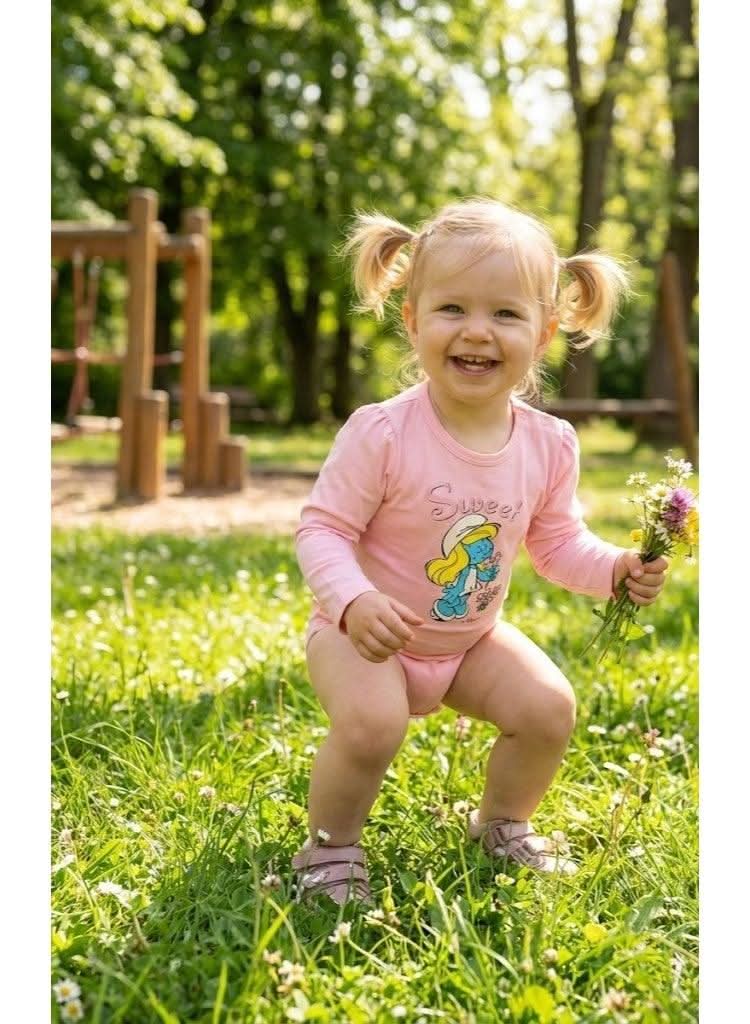 Smurfs Smurfette Pink Long-Sleeve Bodysuit for Baby Girls - photo 2 - KIDS Tv Egypt