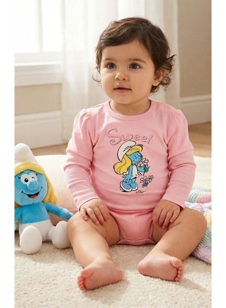 Smurfs Smurfette Pink Long-Sleeve Bodysuit for Baby Girls - photo 3 - KIDS Tv Egypt