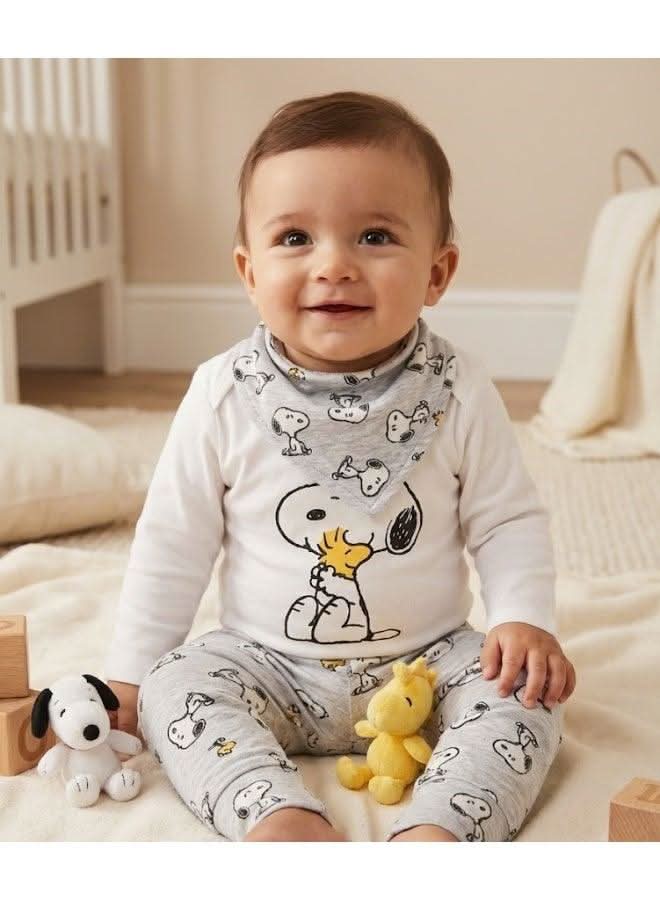 Snoopy Baby Bodysuit Long Sleeve Set 3 Pieces 100% Cotton - photo 2 - KIDS Tv Egypt