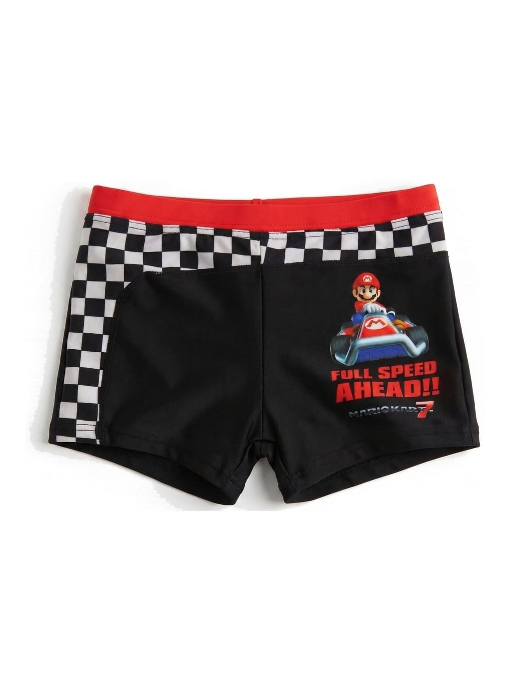 Super Mario Checkered Swim Shorts — Boys