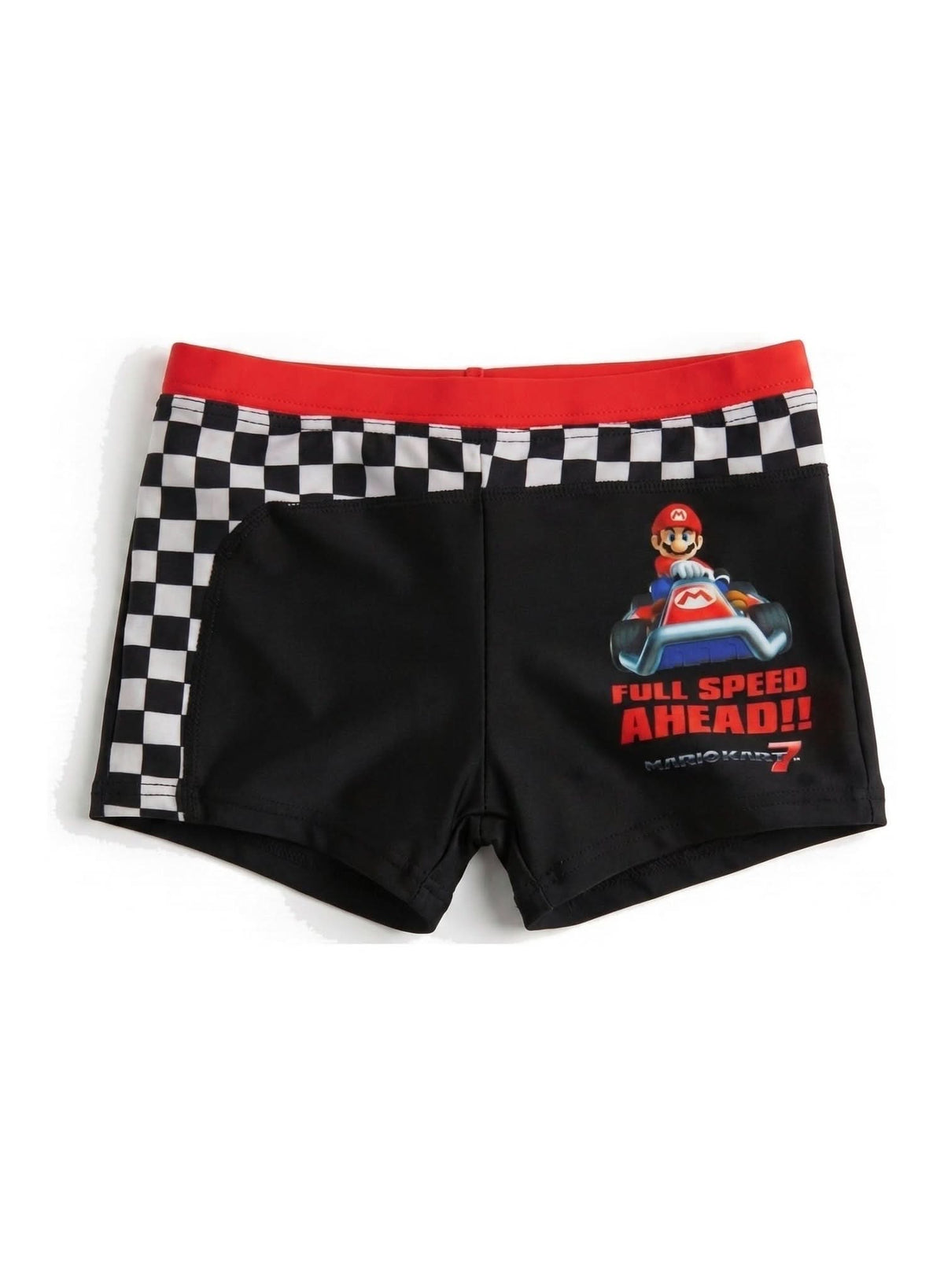 Super Mario Checkered Swim Shorts — Boys
