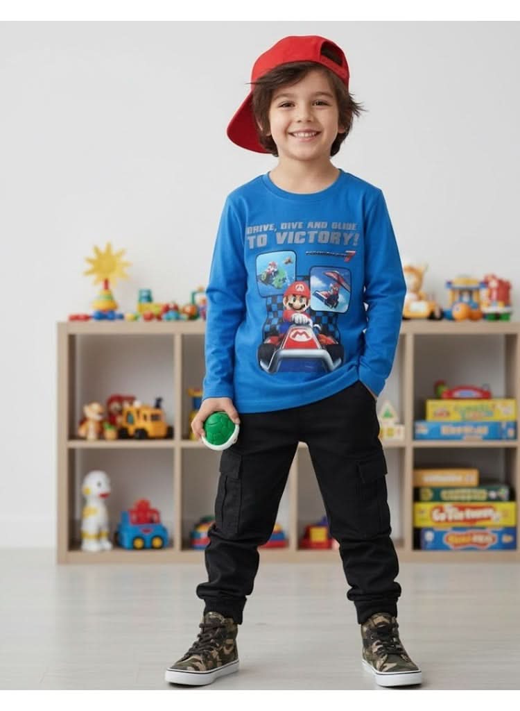 Super Mario Kart Nintendo World Boys Long Sleeve T-Shirt 100% Cotton - photo 2 - KIDS Tv Egypt