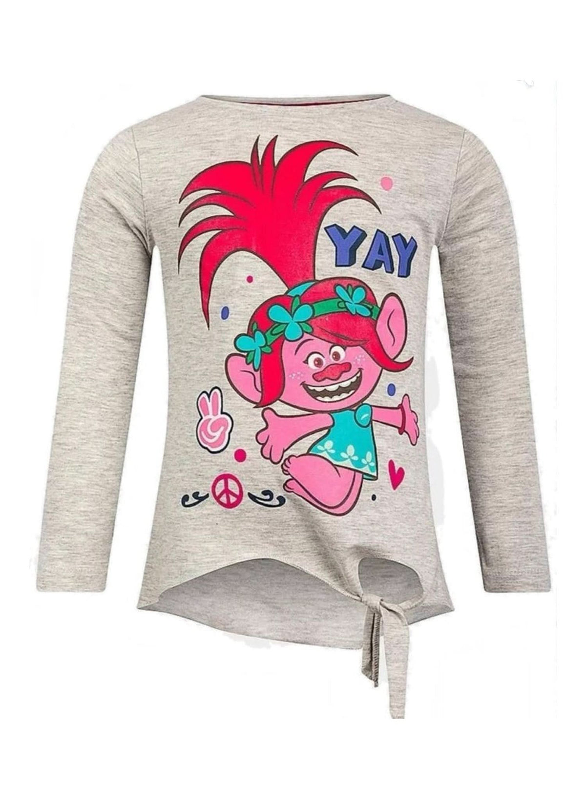 Trolls "Yay" Grey Long-Sleeve T-Shirt — Girls